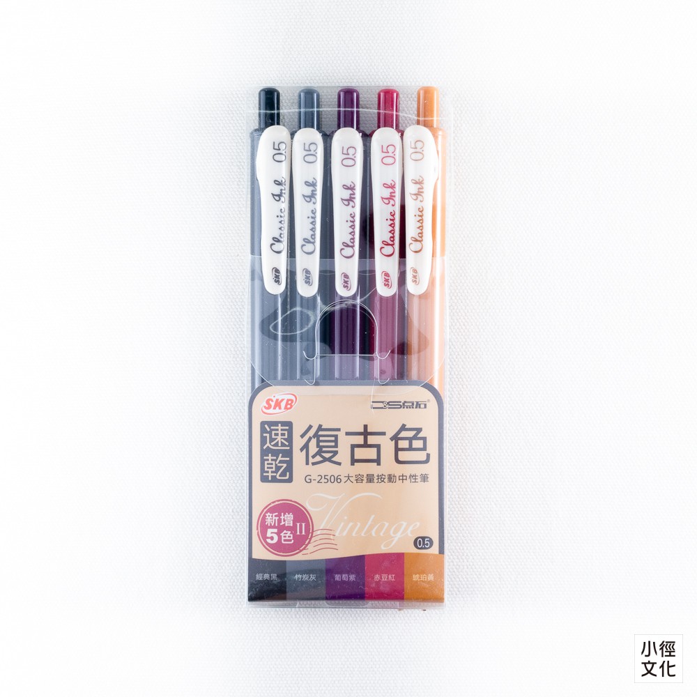 Skb文明鋼筆 台灣經典skb速乾按動中性筆 復古色5支入 G 2506 01 G 2506 02 蝦皮購物