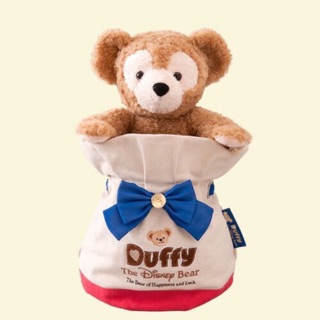 日本迪士尼帶回Duffy藍蝴蝶結側背水桶包