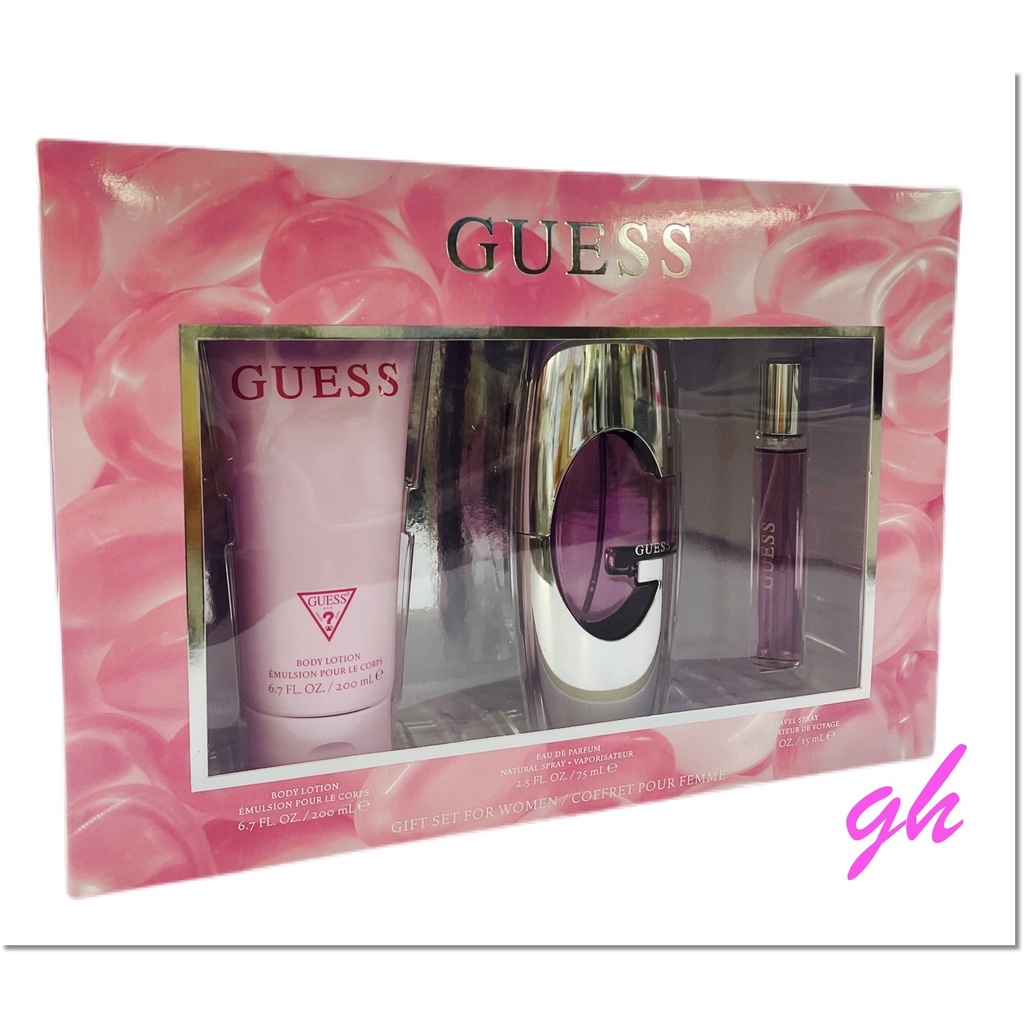 【GH】GUESS Women 同名女性淡香精禮盒組 淡香精75ml+隨身瓶15ml+身體乳200ml