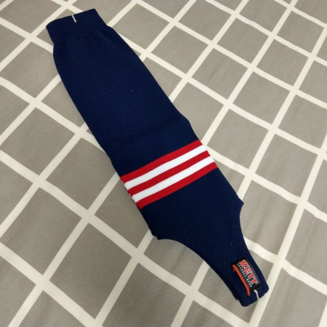 Zett 日本製棒球吊襪 深藍紅 條紋款