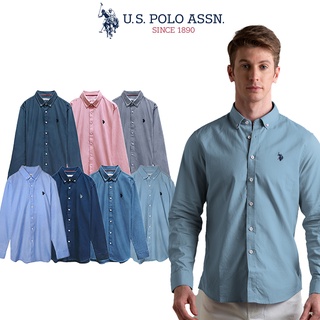 【U.S. POLO ASSN.】男款純棉長袖襯衫-多色任選 US POLO