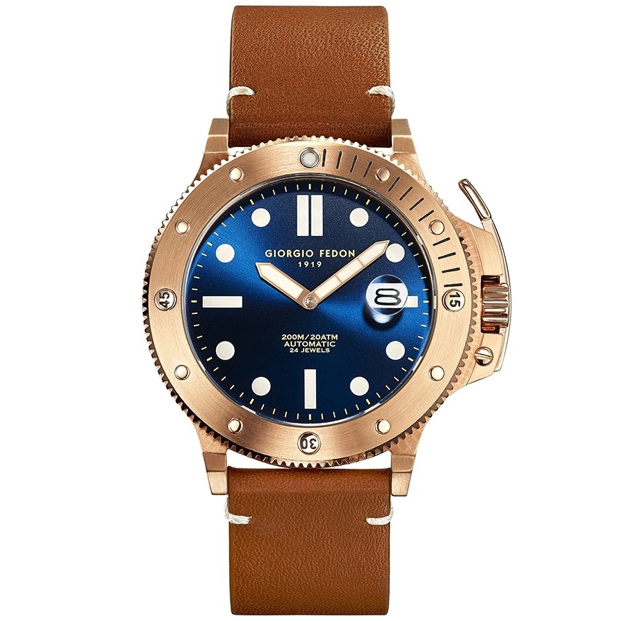 GIORGIO FEDON 1919 海藍寶石系列 機械錶 藍x玫塊金 GFCL005 /45mm