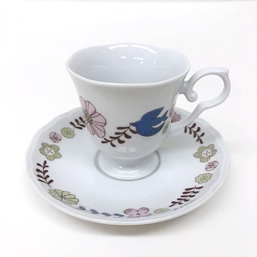 [日本空運-現貨]九谷燒Harektani 花與鳥系列杯碟組 咖啡杯 紅茶杯 母親節禮物