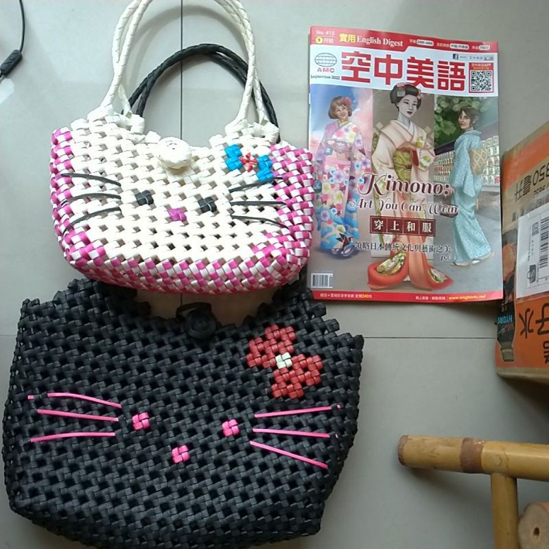 [出清]Hello Kitty 打包帶 編織提袋 購物袋 餐袋 全新