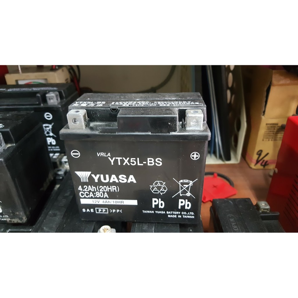 (二手中古電池)  YUASA YTX5L-BS -二手機車電池 5號 100機車專用 數值漂亮，品項優