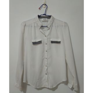 《LAGUNA ONE》白色 圖騰 寬鬆 長袖 襯衫