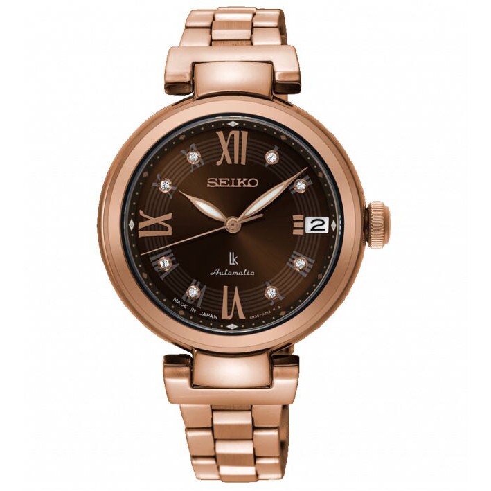 Seiko 精工錶 4R35-02Y0B(SRP844J1) LUKIA璀璨時尚限量機械腕錶/玫瑰金+咖啡面 34mm