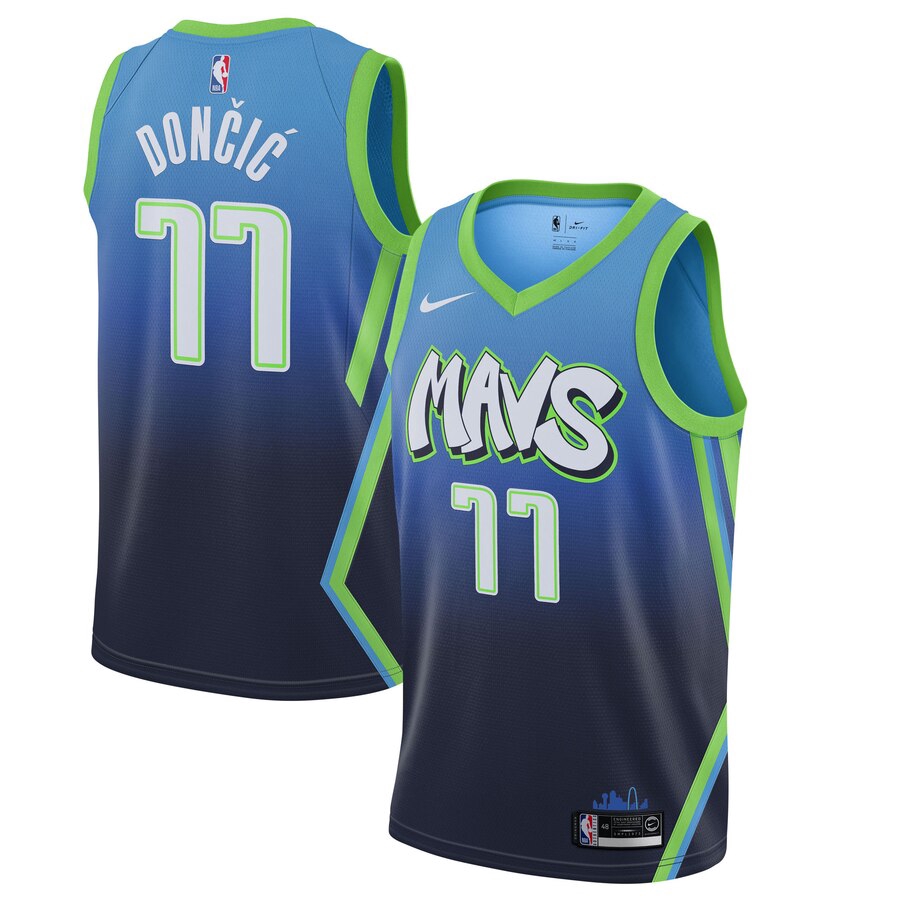 Nike 新款独行侠77 东契奇城市版球衣nba達拉斯小牛隊新賽季藍色球迷版球衣 蝦皮購物