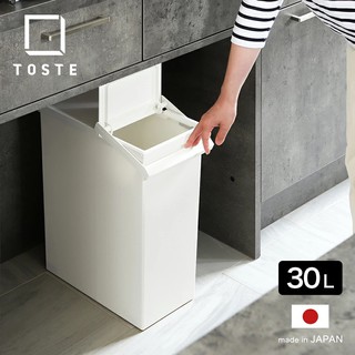 日本 RISU｜TOSTE 簡約設計風格按壓雙開型分類垃圾桶 30L