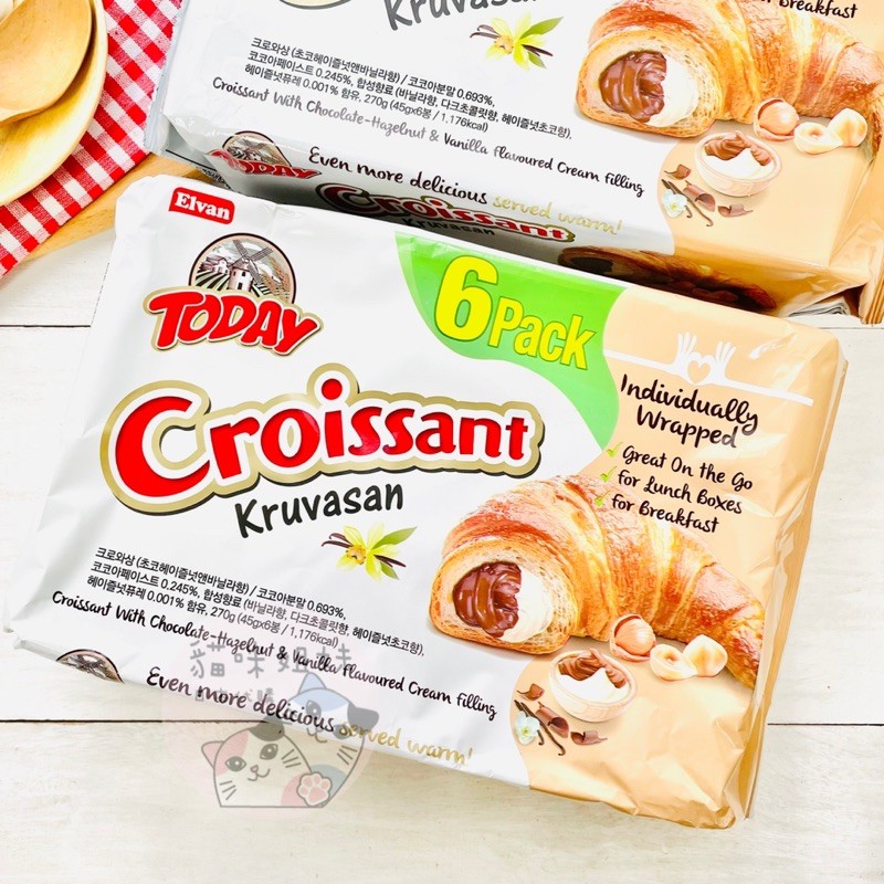 【貓咪姐妹 】土耳其 Elvan Today 可頌麵包 巧克力香草榛果 巧克力榛果香草味 可頌麵包