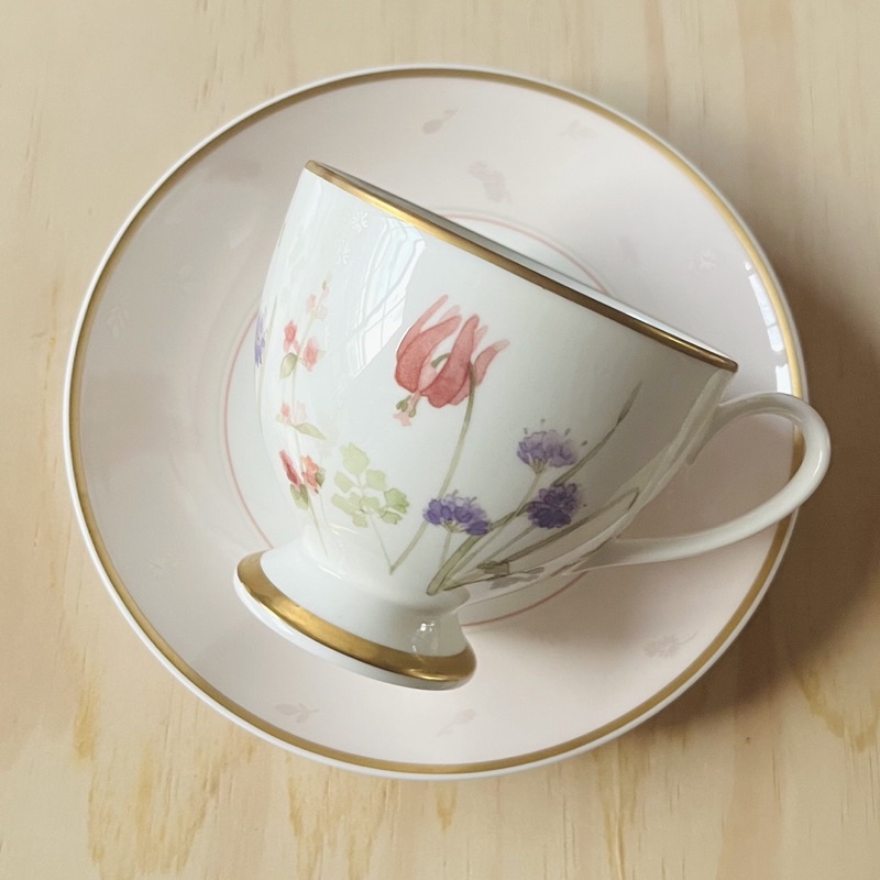 【現貨】日本 鳴海 NARUMI 花卉 咖啡杯 (1杯1盤） 日本製