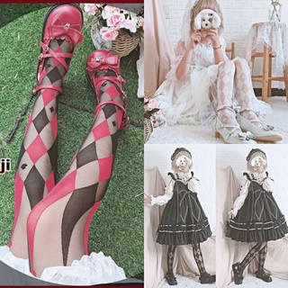 🎀夢幻物語🎀 Roji Roji 馬戲團密鑰玻璃絲褲襪 菱格紋 褲襪 小丑 愛麗絲 Alice lolita 印花褲襪