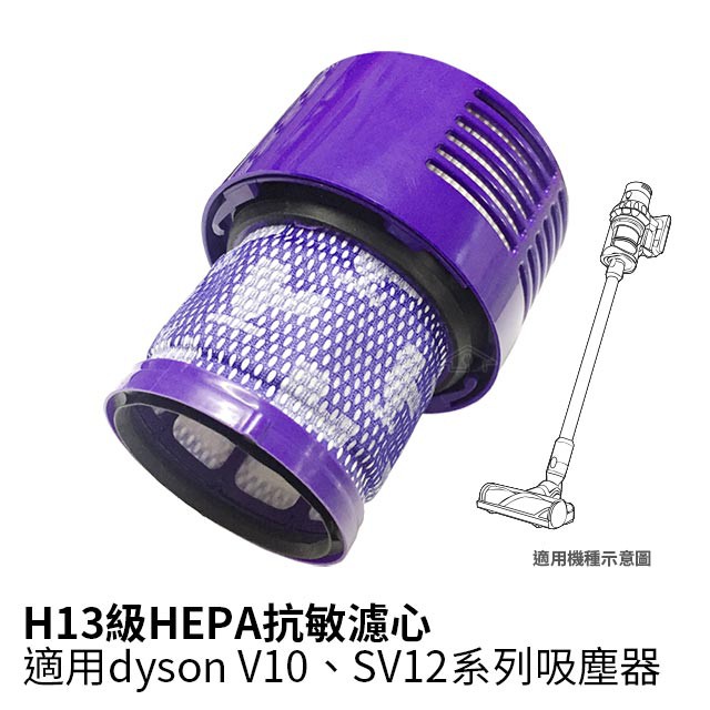 適用dyson戴森 H13級HEPA抗敏濾心 適用dyson V10、SV12系列無線吸塵器