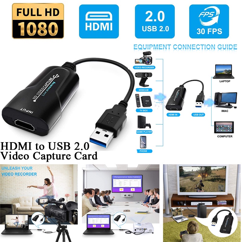 HDMI Video Capture Card USB 2.0 60 Fps 1080p Game Capture Ca