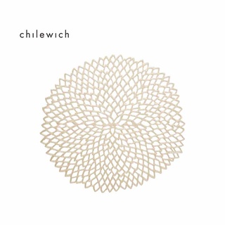 【Chilewich】大麗花 Dahlia 36×39CM圓餐墊 (香檳金)