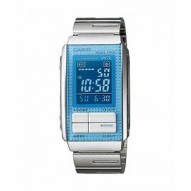 [專業模型] 石英錶 [CASIO LA-201W] 卡西歐-金屬錶帶運動錶[淺藍面數字液晶]中性錶/軍錶
