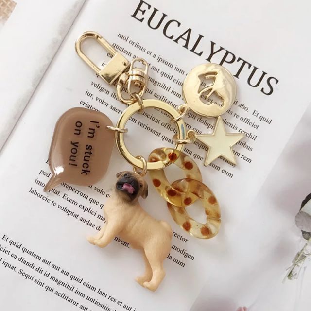卡通仿真宠物狗狗沙皮狗金毛雷屈佛狗圣伯纳犬拳师犬汽车钥匙扣链 巴哥 哈巴狗 沙皮狗 Gucci 鑰匙圈 情人節禮物