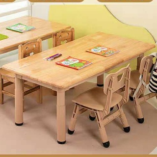 {格林家具城}幼兒園實木桌椅套裝兒童學習桌椅可升降加厚家用早教寫字橡木桌子
