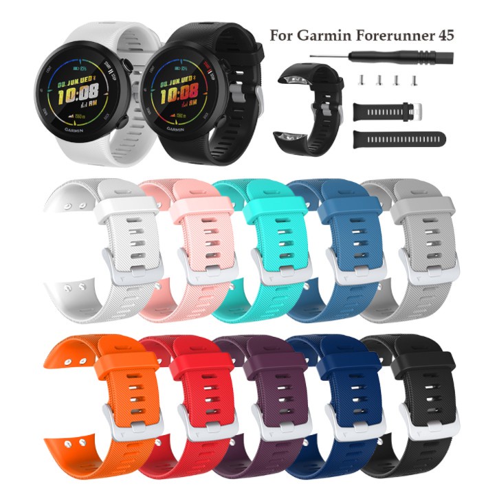 適用於 Garmin 錶帶帶螺絲刀適用於 Garmin Swim 2/Forerunner45 Sport 矽膠手鍊錶帶