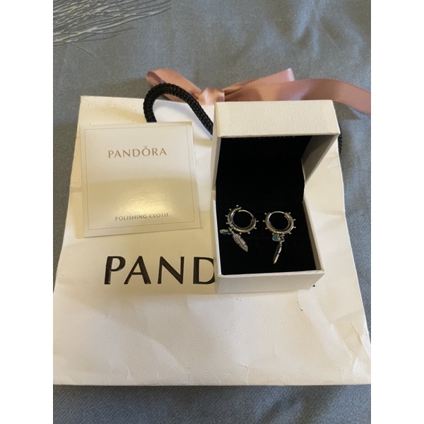 Pandora羽毛耳環