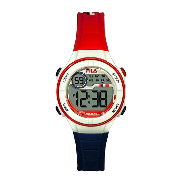【FILA 斐樂】撞色錶圈兒童電子腕錶-經典紅藍/38-205-003/台灣總代理公司貨享兩年保固