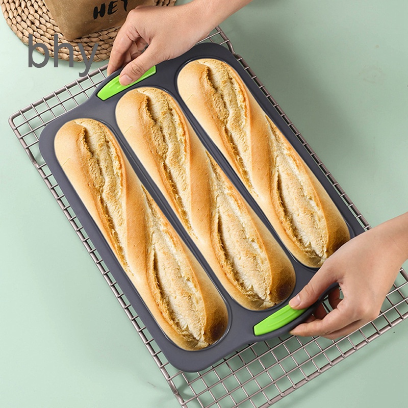 Bhy 1 件矽膠模具法式麵包烘焙模具麵包烤盤不粘蛋糕法式長棍麵包模具烘焙工具