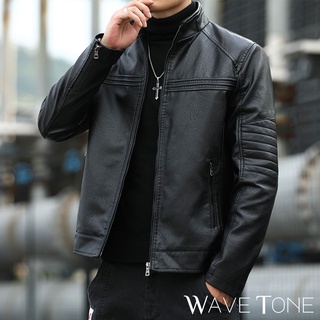 WAVE TONE〖4色 加大 加絨〗韓系修身騎士立領壓紋皮衣外套 騎士外套 皮夾克 皮衣 機車皮衣『SBL8882』
