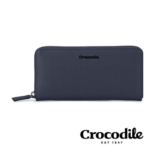 Crocodile鱷魚皮件 真皮皮夾推薦 拉鍊長夾 14卡/拉鍊置物 維也納Wien系列-0103-10407-黑藍兩色