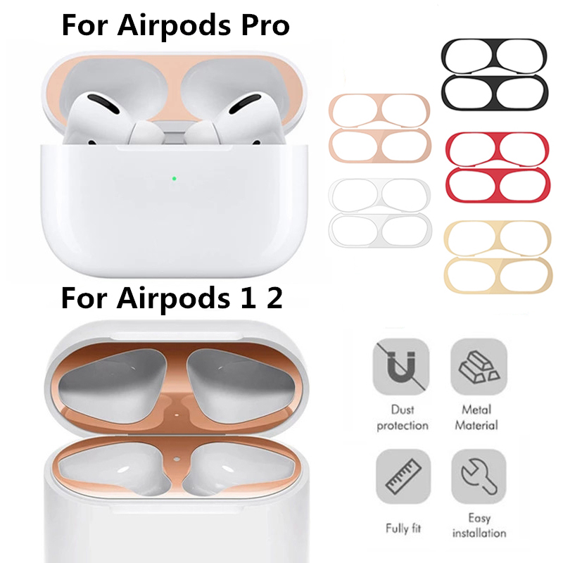 適用於Apple Airpods 1 2 Pro耳機的超薄金屬防塵罩保護貼紙無線充電盒