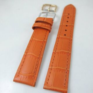 【錶帶城】18mm收16mm『品質嚴選質感如真鱷魚皮』LIMA 義大利進口頂級頭層皮料橘色牛皮錶帶壓鱷魚紋竹節紋錶帶bx