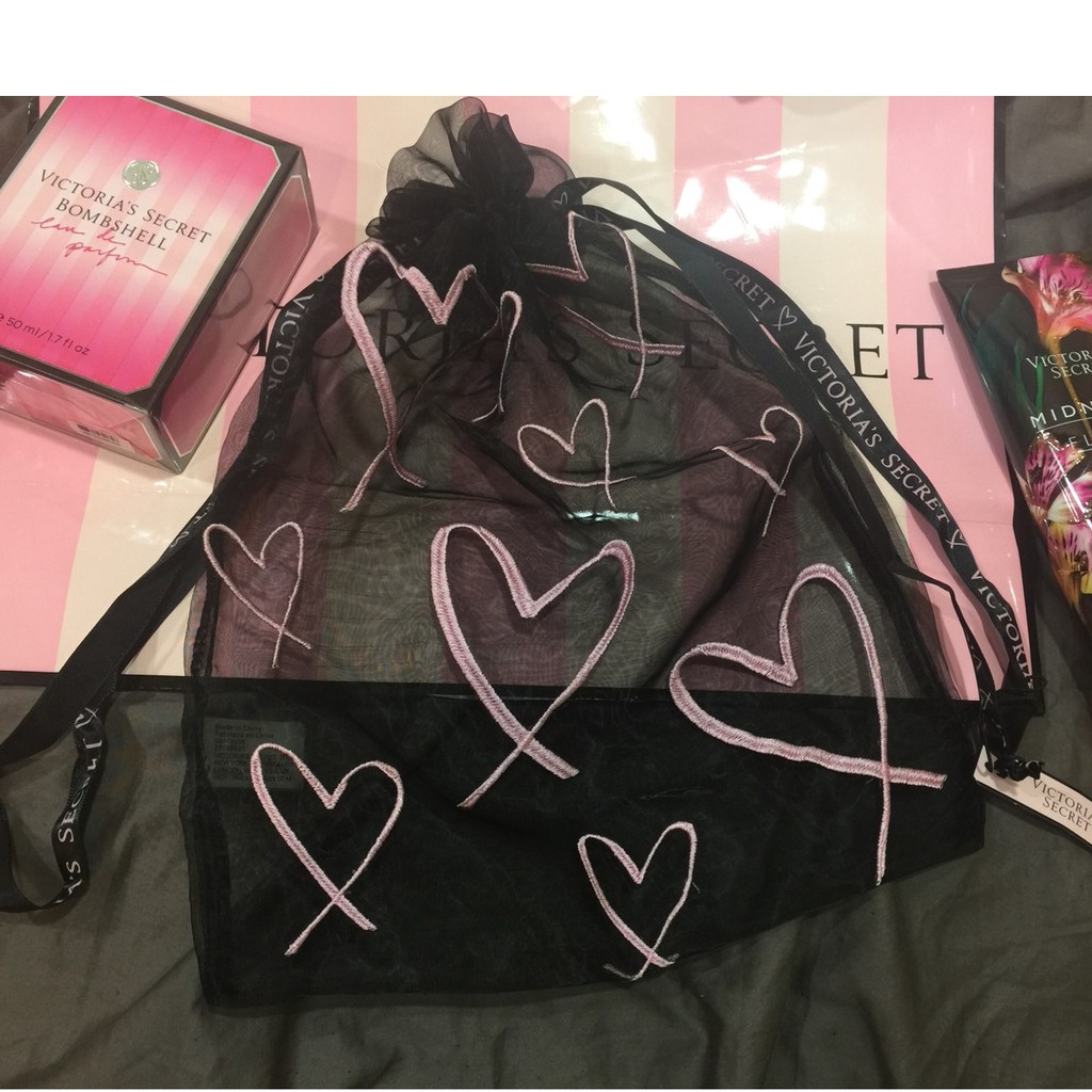 Victoria's Secret 愛心束口包裝袋 收納袋 送禮 收藏