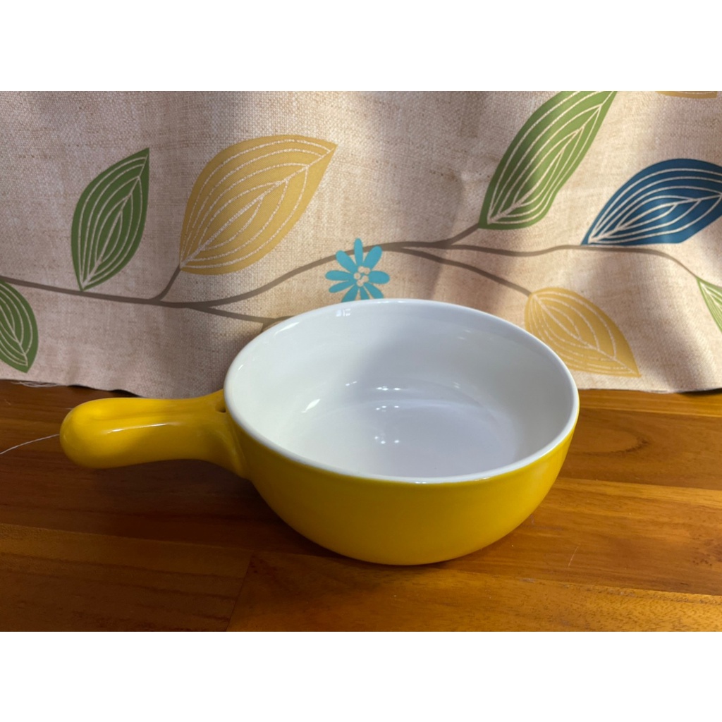 未使用-京站 8吋 耐熱烤碗 烤盤 焗烤碗 手柄碗 陶瓷碗