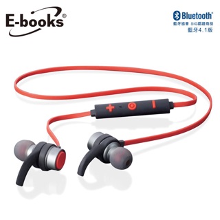 E-books S55 防潑水藍牙4.1 耳溝設計入耳式耳機黑 藍芽耳機 音質高 無線 耳機