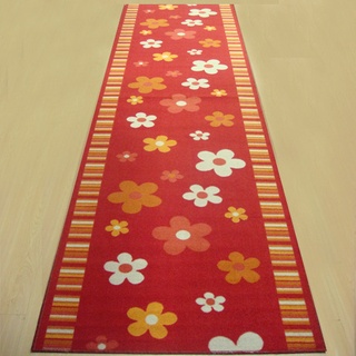 范登伯格 日系MARGER多功能走道地毯-紅色小花 80x300cm