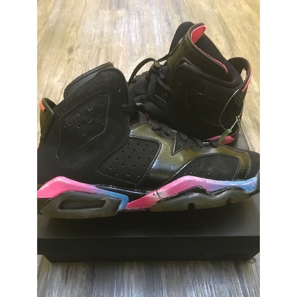 二手正品 隨便賣｜NIKE AIR JORDAN6 VI RETRO GS Black Pink 黑彩虹 喬丹6代 女