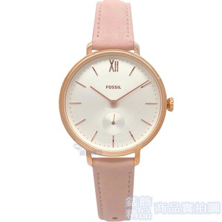 FOSSIL ES4572手錶 獨立小秒針 玫瑰金框 銀白麵 粉色皮帶 女錶【澄緻精品】
