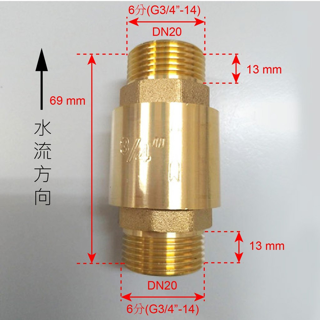 6分逆止閥 無聲止回閥 止逆閥 單向進水 防回流 防倒流6分 逆止閥 6分雙外牙