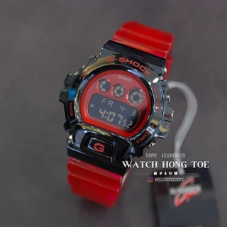 []錶子$行頭[] CASIO 卡西歐 G-SHOCK 25周年嘻哈金屬潮流數位運動腕錶-紅X黑(GM-6900B-4)