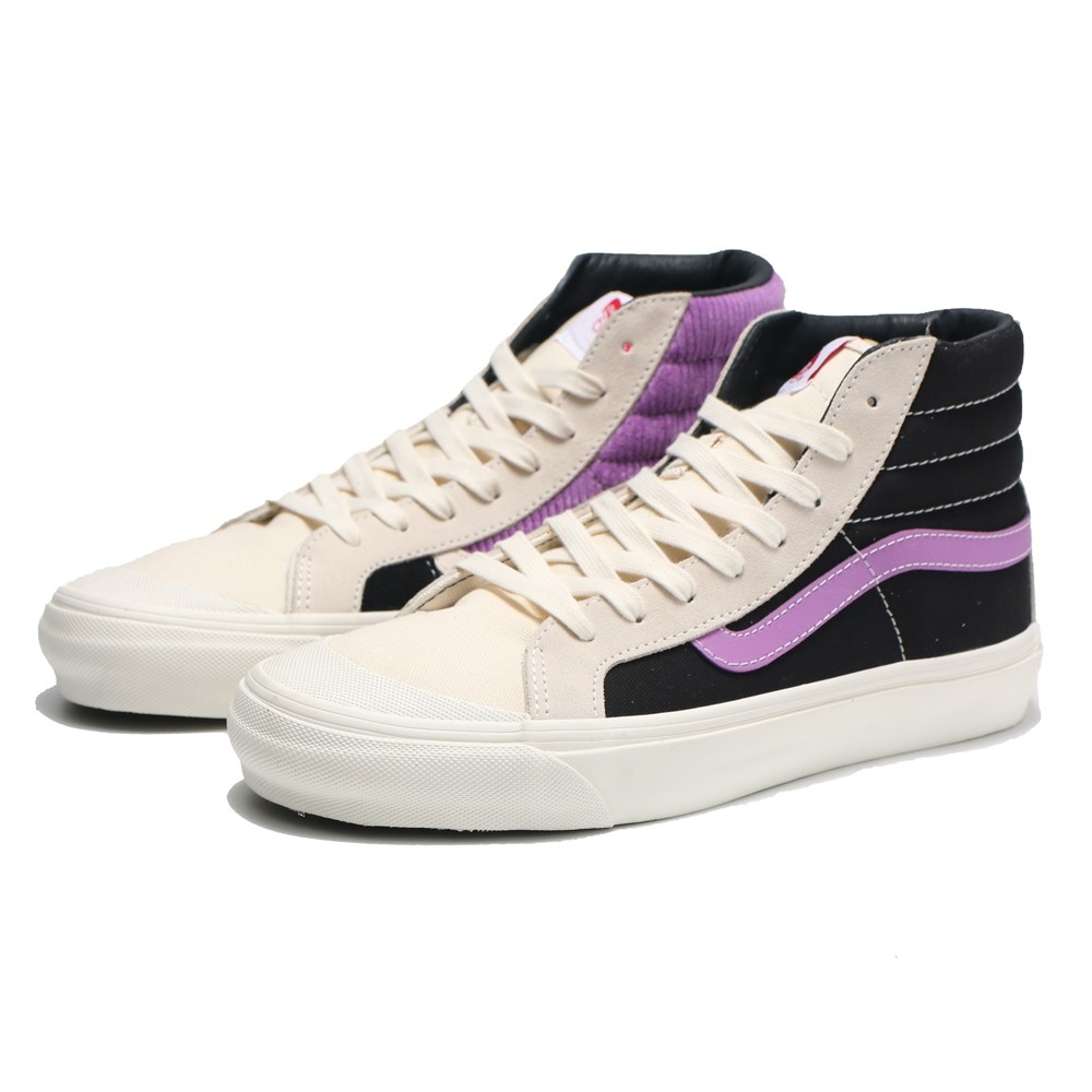 VANS OG STYLE 138 LX 米白黑紫 高筒 滑板鞋 男 (布魯克林) VN0A45KDTPH