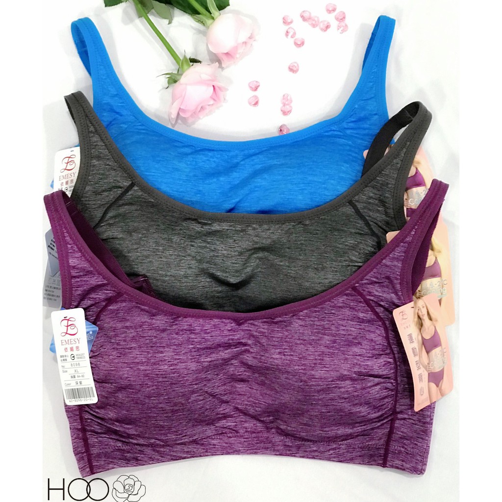 【HOO內衣褲】 台灣製🇹🇼極簡無鋼圈涼感運動瑜珈背扣式內衣✨Emesy 依媚思8098👙M-XXL✨