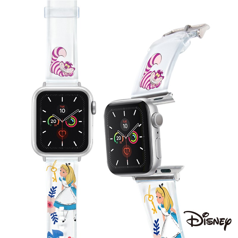 迪士尼 文具旗艦店｜愛麗絲果凍透明錶帶Apple Watchband 愛麗絲 妙妙貓 Apple錶帶 KW050