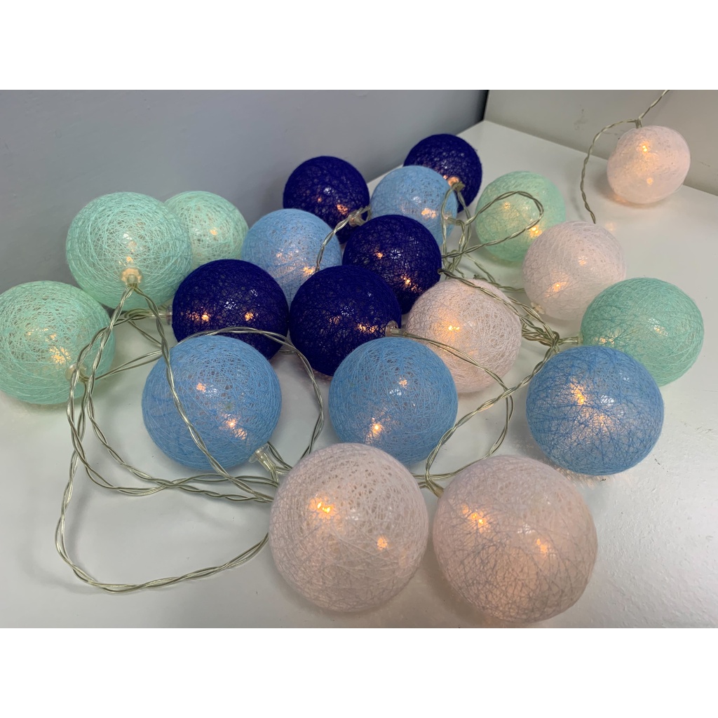 球球燈串 彩燈 藤球燈 氛圍 裝飾 佈置 掛燈 -粉/藍色款
