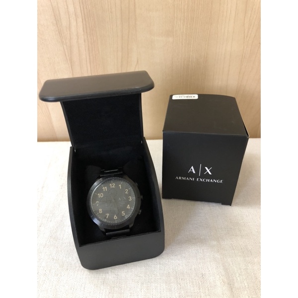 Angelia 美國品牌全新現貨 Armani Exchange 限量款絕版品 男性設計款黑色不鏽鋼三眼手錶AX1751