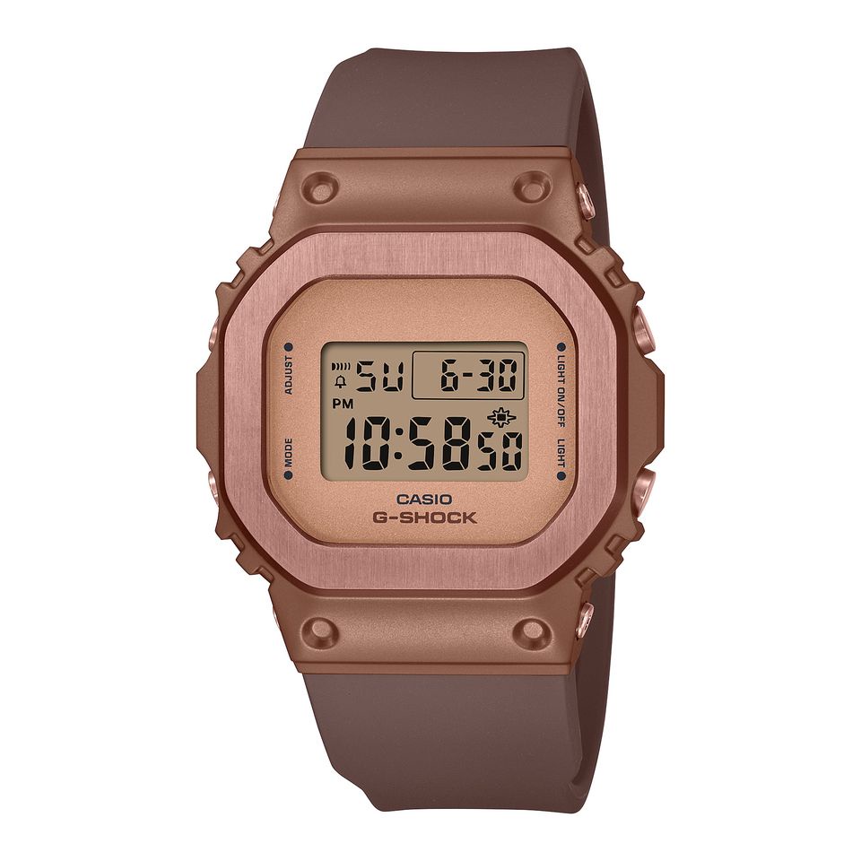 【CASIO】G-SHOCK 經典5600系列女版 古銅金不鏽鋼錶殼x樹脂錶帶 GM-S5600BR-5 台灣公司貨