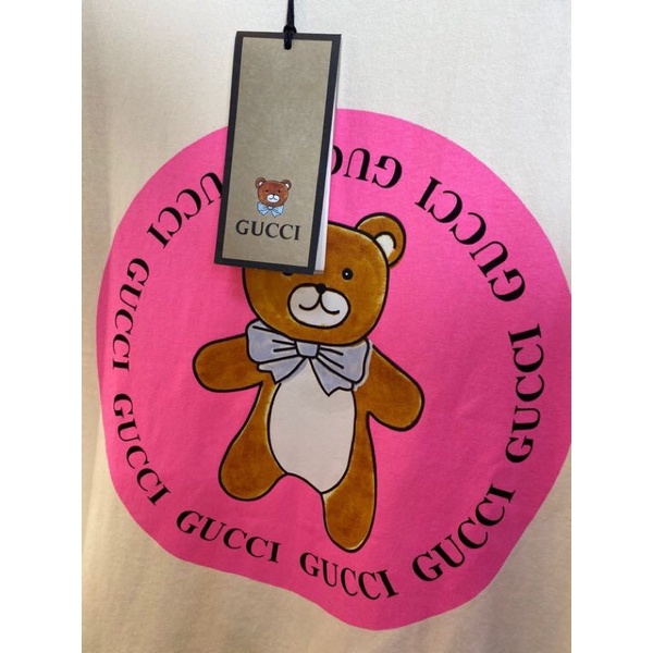 古馳gucci短袖禮盒裝gu 限量聯名首發泰迪熊系列合作款短袖t恤 蝦皮購物