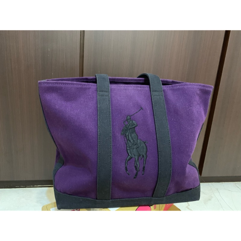 POLO Ralph Lauren 經典大馬手提包-紫色