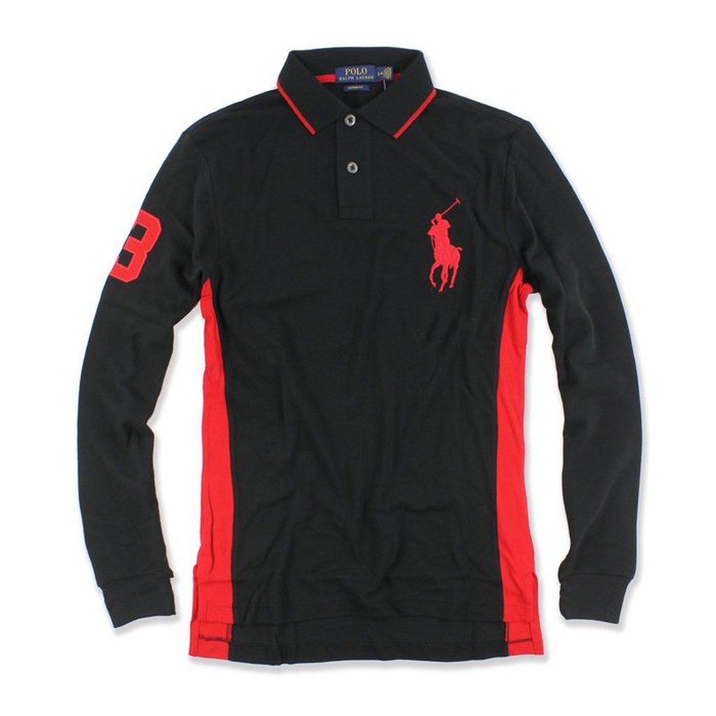 美國百分百【全新真品】Ralph Lauren 大馬 Polo衫 RL 長袖 上衣 黑色 紅馬 M L號 G166