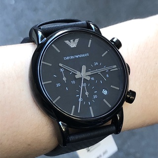 EMPORIO ARMANI AR1737 手錶 42mm 亞曼尼 三眼計時 黑面盤 黑色橡膠錶帶 男錶女錶