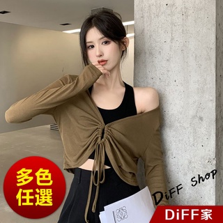 【DIFF】韓版v領短版防曬長袖針織上衣 短版上衣 長袖上衣 女裝 衣服 顯瘦上衣W279【V160】