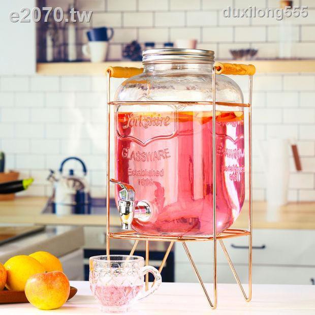 透明玻璃酵素桶泡酒瓶帶龍頭甜品臺飲料桶冷水桶果汁罐可樂桶容器